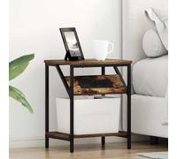 Qnhdfrt Comodino dal design moderno, in legno nero, gambe in acciaio, 38 x 30 x 48 cm, con scaffale, presa di fumo integrata, robusto, per camera da letto, soggiorno, corridoio