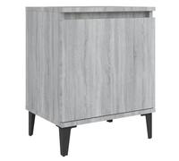 Qnhdfrt Comodino Grigio Sonoma 40x30x50 cm in Legno e Metallo | Mobiletto industrial per camera da letto con anta reversibile a destra o sinistra e vano interno per oggetti.