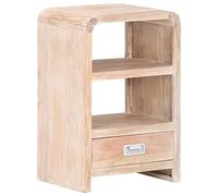 Qnhdfrt Comodino in legno massello di acacia bianco, 40 x 30 x 60 cm, con cassetto e 2 ripiani, robusto tavolino per camera da letto, comodino piccolo con motivo unico in legno