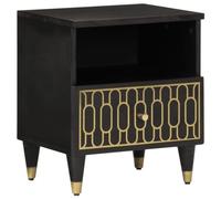 Qnhdfrt Comodino in legno massello Mango con cassetto, 40 x 33 x 46 cm, design retrò, intagliato a mano, per camera da letto, tavolino e credenza