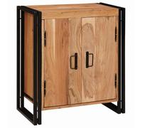 Qnhdfrt Comodino marrone 38 x 33 x 58 cm in legno di acacia con spazio e fissaggio a parete, moderna credenza per camera da letto e tavolino per soggiorno, camera da letto