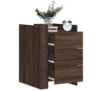 Qnhdfrt Comodino marrone effetto quercia in legno 45 x 50 x 65 cm con 3 cassetti, tavolino sottile per camera da letto e soggiorno, robusto ed elegante con facile pulizia