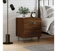 Qnhdfrt Comodino marrone rovere con piedini in metallo, 40 x 35 x 47,5 cm, comodino stretto con cassetti, camera da letto, mobili dal design moderno