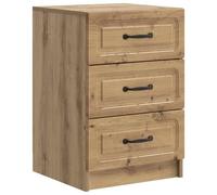 Qnhdfrt Comodino Rovere Artigianale con 3 Cassetti 43x41x63.5 cm | Mobiletto moderno per camera da letto con tre spaziosi cassetti e maniglie nere per organizzare la zona notte.