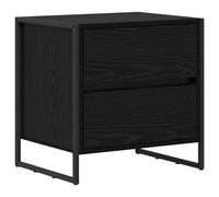 Qnhdfrt Comodino Rovere Nero 50x39,5x50 cm in Legno Ingegnerizzato | Mobiletto da notte stile industrial con cassetti spaziosi e gambe in acciaio, adatto per camera da letto e soggiorno.