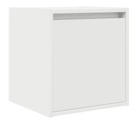 Qnhdfrt Comodino Sospeso a Parete Bianco 38x34x40 cm da Camera | Mobiletto pensile salvaspazio in legno ingegnerizzato con anta reversibile a destra o sinistra per la camera da letto.