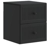 Qnhdfrt Comodino Sospeso a Parete con 2 Cassetti Nero 33x34,5x40 cm