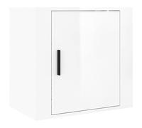 Qnhdfrt Comodino Sospeso Bianco Lucido 50x30x47 cm da Parete | Mobiletto sospeso salvaspazio per camera da letto, con ripiano e vano per ottimizzare la zona notte.