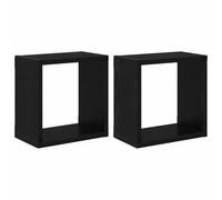Qnhdfrt Coppia Mensole da Parete Rettangolari Rovere Nero 26x15x26cm