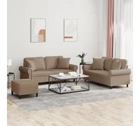 Qnhdfrt Copridivano in ecopelle marrone cappuccino con sgabello e cuscino, divani a 2 posti, 120 cm e 140 cm, comodi mobili da seduta per soggiorno e balcone