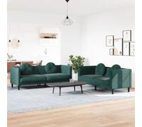 Qnhdfrt Copridivano in velluto verde scuro 2+3 posti con cuscino rotondo design moderno per soggiorno