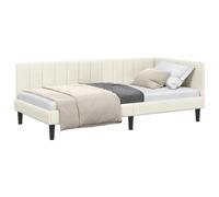 Qnhdfrt Cornice Letto ad Angolo 90x200cm Divano Letto a L Crema | Ideal per camera da letto e soggiorno, questo letto ad angolo a L include rete a doghe e testiera reversibile.