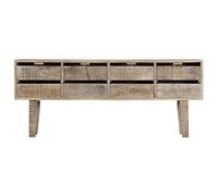Qnhdfrt Credenza 140x30x60 cm in Legno Massello di Mango e MDF | Mobiletto rustico per soggiorno con 8 cassetti spaziosi, ideale per riordinare documenti e piccoli accessori.