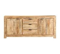 Qnhdfrt Credenza 175x40x75 cm in Legno di Mango Grezzo Naturale | Mobile buffet con ante e cassetti per il soggiorno, ideale come elegante dispensa o mobile TV.