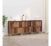 Qnhdfrt Credenza 60 x 35 x 70 cm, in legno vecchio, set da 3 pezzi, design moderno, con 12 ante, robusta e durevole, per soggiorno, cucina, corridoio