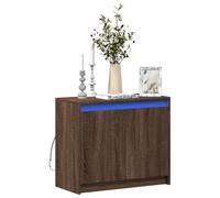 Qnhdfrt Credenza a LED marrone, effetto quercia, materiale in legno con illuminazione RGB 72 x 34 x 61 cm, per soggiorno, corridoio, cucina, design moderno e pratico spazio di archiviazione