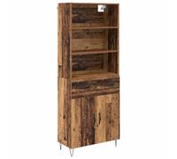 Qnhdfrt Credenza Alta 2 Pz Colore Legno Vecchio, 69,5x34x180 cm