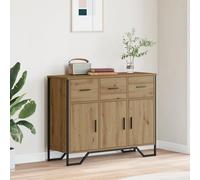 Qnhdfrt Credenza Artisan Oak 97 x 32,5 x 74,5 cm, marrone, rettangolare, con cassetti e ante in legno opaco, molto spazio per sala da pranzo e soggiorno
