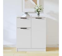 Qnhdfrt Credenza bianca 60 x 30 x 70 cm in legno Design moderno con 4 scomparti e cassetto, versatile per soggiorno, cucina e corridoio