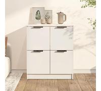 Qnhdfrt Credenza bianca 60 x 30 x 70 cm in legno moderno con 4 ante e robusta piastra per soggiorno, cucina, corridoio