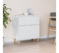 Qnhdfrt Credenza bianca 60 x 35 x 70 cm in legno con gambe di eucalipto, 2 cassetti e 2 scomparti, elegante credenza per soggiorno con molto spazio per cucina, corridoio o ufficio