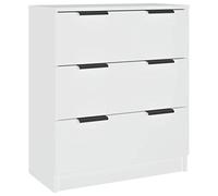 Qnhdfrt Credenza Bianca 60x30x70 cm in Legno Multistrato con 3 Cassetti