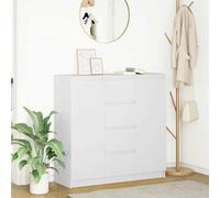 Qnhdfrt Credenza bianca larga 100 cm con cassetti e ante in legno - Versatile armadio per soggiorno, corridoio e ufficio