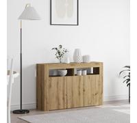 Qnhdfrt Credenza con illuminazione a LED, 8 scomparti, marrone, rettangolare, ingegneri in legno, 116 x 30 x 75 cm, per soggiorno, cucina e sala da pranzo