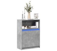 Qnhdfrt Credenza con illuminazione a LED, grigio cemento, 72 x 34 x 100 cm, in legno