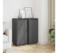 Qnhdfrt Credenza grigia in legno di pino massiccio, 31,5 x 34 x 75 cm, 2 pezzi, elegante mobile con spazio per soggiorno, corridoio e cucina