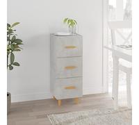 Qnhdfrt Credenza grigio cemento in legno con gambe in legno massiccio e 3 cassetti, 34,5 x 34 x 90 cm, pratico armadietto per soggiorno, corridoio o ufficio, design moderno