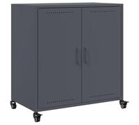 Qnhdfrt Credenza in Acciaio Antracite 68x39x72 cm con 2 Ante e Ruote | Mobiletto multiuso in metallo per organizzare il soggiorno o l'ufficio con praticità e facilità di movimento.