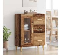 Qnhdfrt Credenza in legno antico, 69,5 x 34 x 90 cm, con porta in vetro, robusto materiale in legno, design moderno e molto spazio per soggiorno, sala da pranzo e corridoio