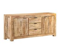 Qnhdfrt Credenza in legno di mango grezzo largo 175 cm con 2 ante 3 cassetti mobili robusti per soggiorno e camera da letto con venature naturali del legno