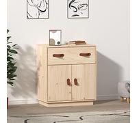 Qnhdfrt Credenza in legno massello di pino non trattato, 65,5 x 40 x 75 cm, con anta per soggiorno, corridoio, cucina, effetto rustico e molto spazio