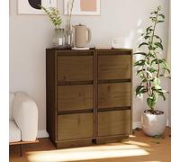 Qnhdfrt Credenza in legno massello marrone miele, 32 x 34 x 75 cm, 2 pezzi, con ante per soggiorno, corridoio, design elegante