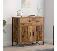 Qnhdfrt Credenza in legno vecchio 79,5 x 35,5 x 74,5 cm, in legno di legno, moderna locomotiva con 2 cassetti e 2 ante, spazio per il soggiorno, il corridoio, la cucina