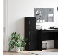 Qnhdfrt Credenza in rovere nero, design moderno, MDF con impiallacciatura di legno, nero opaco, rettangolare, per soggiorno, sala da pranzo, corridoio, con 3 ripiani, grande spazio compatto e robusto