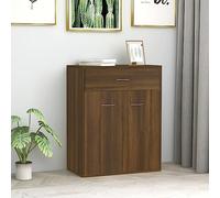 Qnhdfrt Credenza marrone effetto quercia, 60 x 30 x 75 cm, in legno con 2 ante e 1 cassetto, per soggiorno, corridoio, cucina