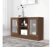 Qnhdfrt Credenza marrone effetto rovere 120 x 30,5 x 70 cm, materiale in legno con vetro, design elegante con ampio spazio per soggiorno, corridoio o sala da pranzo