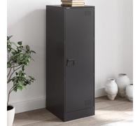 Qnhdfrt Credenza nera in acciaio, altezza 107 cm, design moderno con 3 scomparti e 1 porta, mobili robusti per soggiorno, corridoio o ufficio