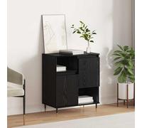 Qnhdfrt Credenza nera in rovere 60 x 35 x 70 cm in legno moderno basso con 2 ante, molto spazio per soggiorno, cucina, sala da pranzo, corridoio