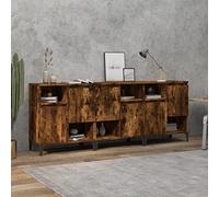 Qnhdfrt Credenza per soggiorno, set da 3 pezzi, in legno di affumicatura, design classico, con 4 scomparti e molto spazio per soggiorno, cucina o corridoio