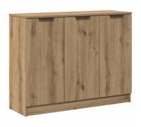 Qnhdfrt Credenza Rovere Artigianale 90,5x30x70 cm in Legno Multistrato | Mobiletto basso con 3 ante spazioso per soggiorno o corridoio, ideale per riordinare oggetti e decorare la casa.