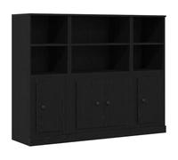 Qnhdfrt Credenza Rovere Nero 132x35,5x103,5 cm Legno Multistrato 3 Pz