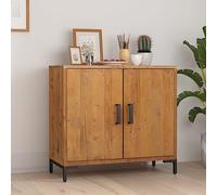 Qnhdfrt Credenza vintage in legno massello di pino marrone, 75 x 35 x 70 cm, look industriale con 2 scomparti e piastra forte per soggiorno, corridoio, cucina