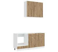 Qnhdfrt Cucina Componibile LYON 5 Pezzi Legno Ingegnerizzato Rovere