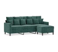 Qnhdfrt Divano 3 Posti con Poggiapiedi in Velluto Verde Scuro | Divano triplo con pouf coordinato per soggiorno, ideale per momenti di relax e lettura in un design moderno.