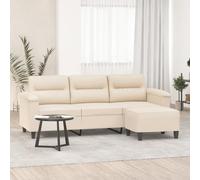 Qnhdfrt Divano 3 posti con sgabello beige 210 x 77 cm tessuto in microfibra design moderno confortevole profondità seduta 50 cm per Living Room, camera dei ragazzi e angolo ufficio