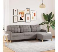 Qnhdfrt Divano 3 posti con sgabello, tortora 210 cm, in tessuto, tappezzeria, divano per soggiorno, lounge dal design moderno e confortevole esperienza di seduta